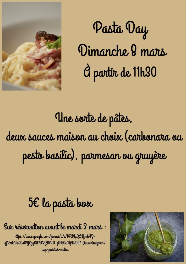 🍝 PASTA DAYS – Dimanche 8 mars 2026 au BC Wissembourg !